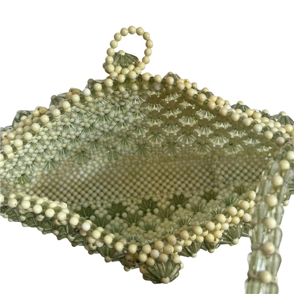 ❤️SOLD❤️Vintage Hand made Green/Beige Beaded Shoulder bag - Picture 10 of 11